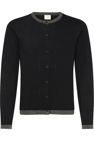 Creamie Cardigan Pointelle Tops Knitwear Cardigans Black