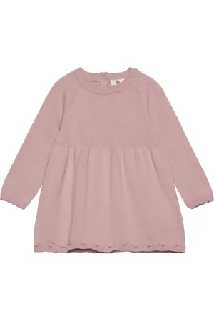 EN FANT Dress Knit Dresses & Skirts Dresses Baby Dresses Long-sleeved Baby Dresses Pink