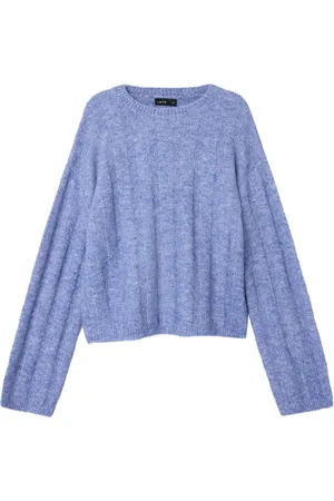 LMTD Nlfbride Ls Short Knit Tops Knitwear Pullovers Blue
