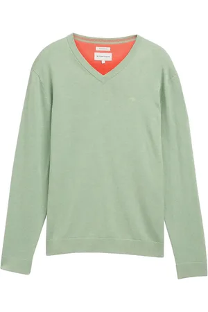 TOM TAILOR Basic V-Neck Knit Tops Knitwear V-necks Green
