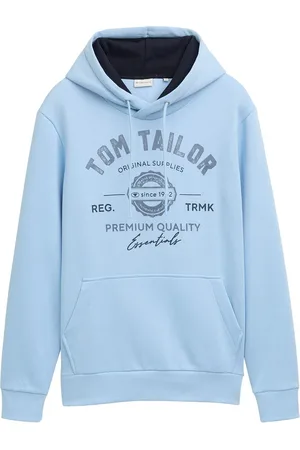 TOM TAILOR Hoodie With Print Tops Sweatshirts & Hoodies Hoodies Blue