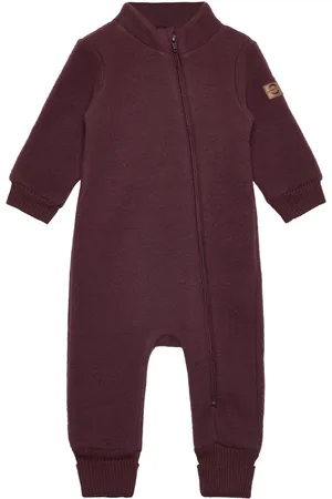 Mikk-Line Wool Suit W Rib Outerwear Fleece Outerwear Fleece Coveralls Burgundy