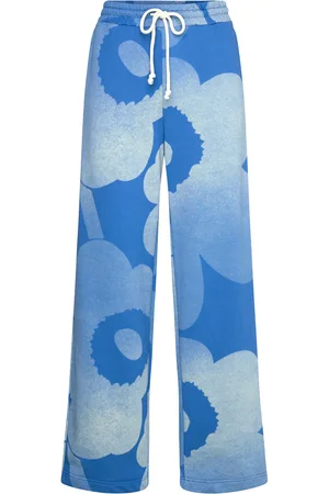 Marimekko Varret Unikko Bottoms Trousers Wide Leg Blue