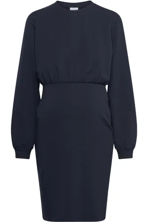 Mama;licious Mlsine Ls Sweat Abk Dress Knælang Kjole Navy