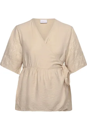 Mama;licious Mlnanaz Tess 2/4 Wo Top 2F Tops Blouses Short-sleeved Cream