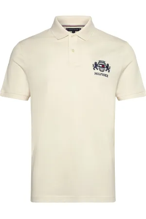 Tommy Hilfiger Icon Graphic Reg Polo Tops Polos Short-sleeved Cream