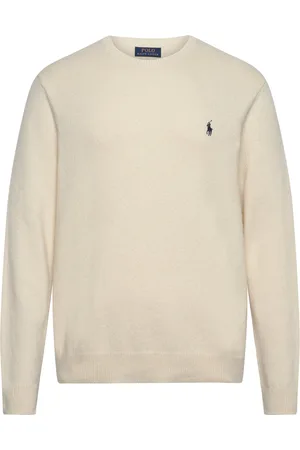 Ralph Lauren Wool-Cotton Crewneck Sweater Tops Knitwear Round Necks Cream