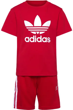 adidas Short Tee Set Sets Sets With Short-sleeved T-shirt Red