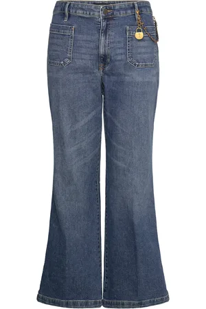 Ralph Lauren Chain-Trim High-Rise Flare Jean Bottoms Jeans Flares Blue