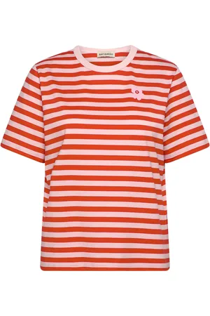 Marimekko Tasaraita Unikko Ss Tops T-shirts & Tops Short-sleeved Red