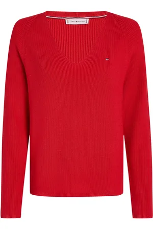 Tommy Hilfiger Co Cardi Stitch V-Nk Ls Tops Knitwear Jumpers Red