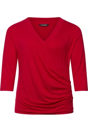 Ralph Lauren Surplice Jersey Top Tops T-shirts & Tops Long-sleeved Red