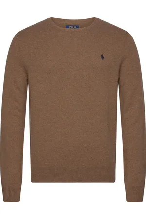 Ralph Lauren Wool-Cotton Crewneck Sweater Tops Knitwear Round Necks Brown