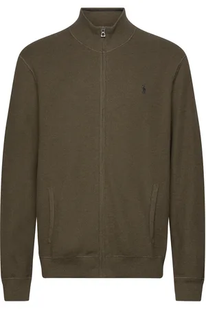 Ralph Lauren Mesh-Knit Cotton Full-Zip Sweater Tops Knitwear Full Zip Jumpers Brown