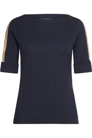Ralph Lauren Two-T Stretch Cotton Elbow-Sleeve Tee Tops T-shirts & Tops Short-sleeved Navy