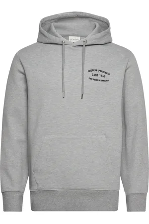 GANT Small Graphic Sweat Hoodie Tops Sweatshirts & Hoodies Hoodies Grey