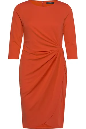Ralph Lauren Twist-Front Stretch Jersey Dress Knælang Kjole Orange