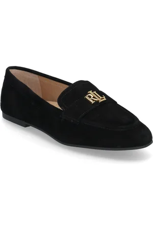 Ralph Lauren Averi Iii Suede Loafer Shoes Flat Loafers Black