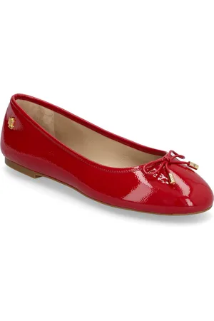 Ralph Lauren Jayna Crinkle Patent Leather Flat Ballerinasko Ballerinaer Red