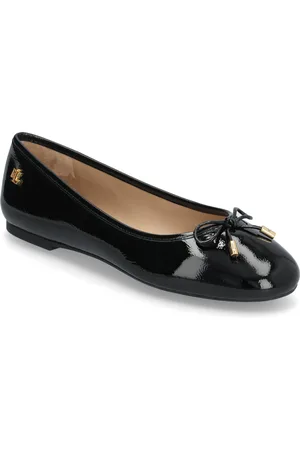 Ralph Lauren Jayna Crinkle Patent Leather Flat Ballerinasko Ballerinaer Black