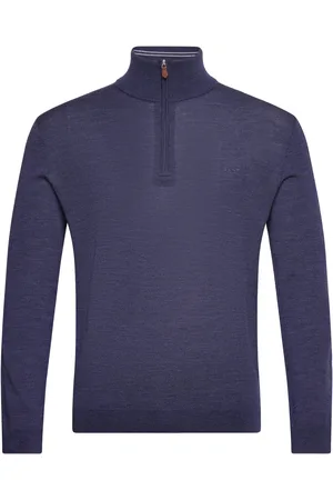 GANT Extrafine Merino Wool Half Zip Tops Knitwear Half Zip Jumpers Navy