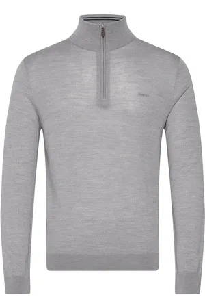 GANT Extrafine Merino Wool Half Zip Tops Knitwear Half Zip Jumpers Grey