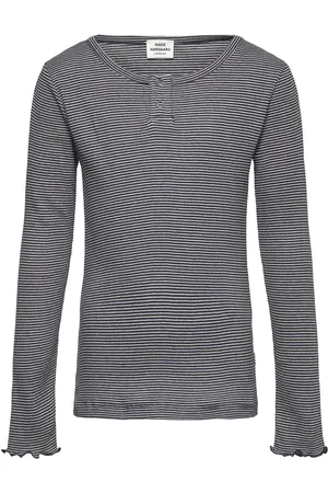 Mads Norgaard 2X2 Cotton Stripe Tala Tee Ls Tops T-shirts Long-sleeved T-Skjorte Navy