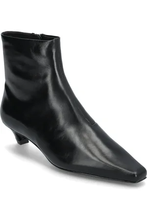 MANGO Leather Boots With Kitten Heels Shoes Boots Ankle Boots Ankle Boots With Heel Black