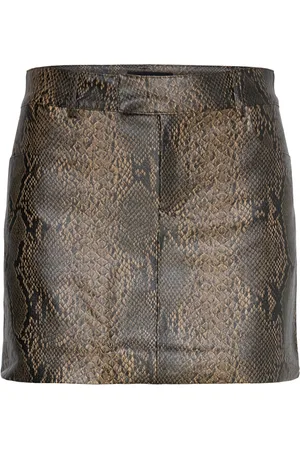 MANGO Mini-Skirt With Animal-Print Effect Skirts Short Skirts Beige