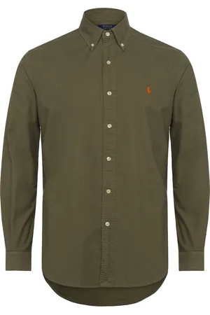 Ralph Lauren Custom Fit Garment-Dyed Oxford Shirt Tops Shirts Oxford Shirt Khaki Green