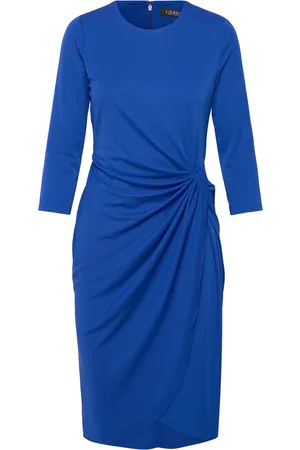 Ralph Lauren Twist-Front Stretch Jersey Dress Knælang Kjole Blue