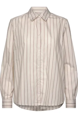 Mads Norgaard Yarpo Crane Shirt Tops Shirts Long-sleeved Beige