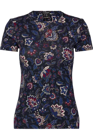 Ralph Lauren Floral Stretch Cotton Crewneck Tee Tops T-shirts & Tops Short-sleeved Navy