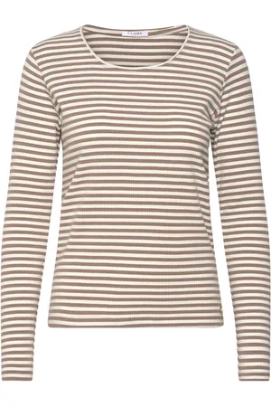 Claire Woman Cwamy Stripe - T-Shirt Tops T-shirts & Tops Long-sleeved Beige