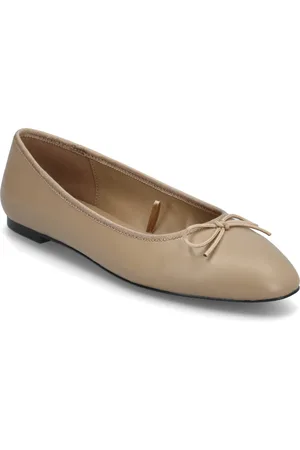MANGO Leather Ballet Flats Ballerinasko Ballerinaer Beige