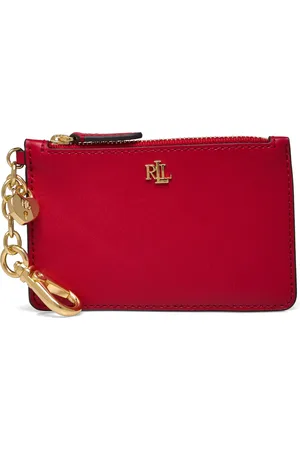 Ralph Lauren Heart-Charm Leather Zip Card Case Bags Card Holders & Wallets Wallets Red