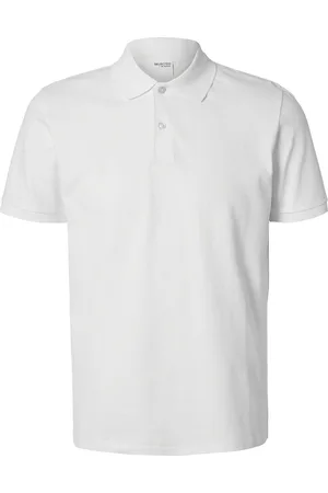 SELECTED Slhslim-Atlas Ss Polo Tops Polos Short-sleeved White