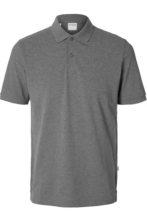 SELECTED Slhslim-Atlas Ss Polo Tops Polos Short-sleeved Grey