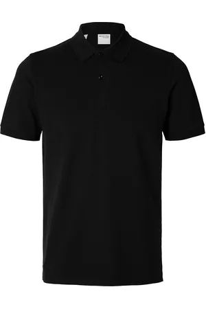 SELECTED Slhslim-Atlas Ss Polo Tops Polos Short-sleeved Black