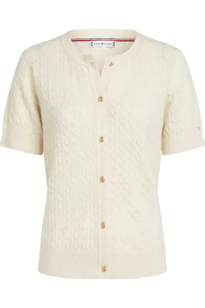 Tommy Hilfiger Mini Cable C-Nk Cardi Ss Tops Knitwear Cardigans Cream