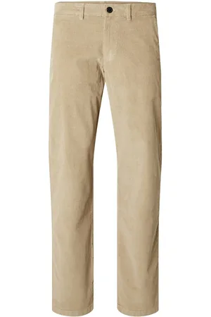 SELECTED Slh196-Straight Miles Cord Pants W Noos Bottoms Trousers Chinos Beige