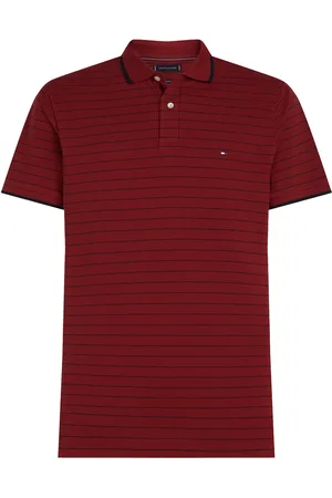 Tommy Hilfiger Oxford Stripe Reg Polo Tops Polos Short-sleeved Red