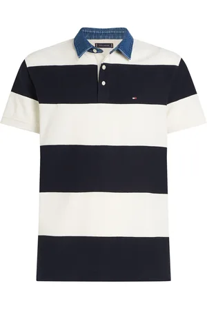 Tommy Hilfiger Rugby Stripe Relaxed Polo Tops Polos Short-sleeved Navy