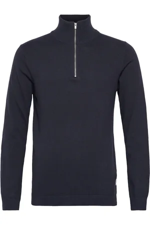 Lindbergh 100% Recycle Knit Half Zip Tops Knitwear Half Zip Jumpers Navy