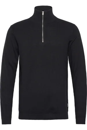Lindbergh 100% Recycle Knit Half Zip Tops Knitwear Half Zip Jumpers Black