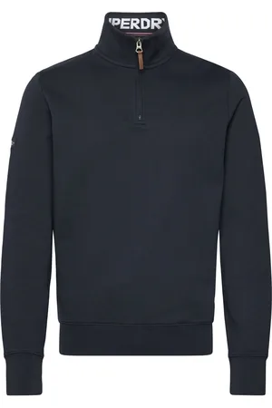 Superdry Core Logo Henley Tops Knitwear Half Zip Jumpers Navy