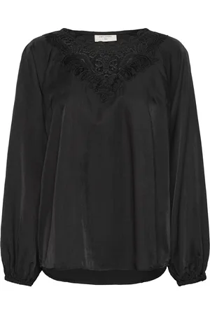 Freequent Fqsazy-Blouse Tops Blouses Long-sleeved Black