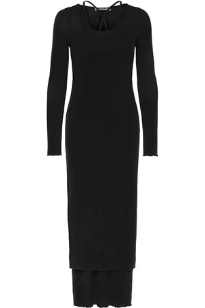 Hope Dual Dress Black Thin Jersey Designers Maxi Dress Black