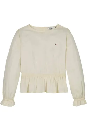 Tommy Hilfiger Dobby Blouse Ls Tops Blouses & Tunics Cream