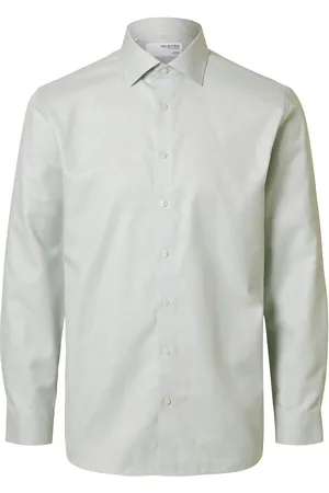 SELECTED Slhslim-Ethan Shirt Ls Spread Noos Tops Shirts Casual Green